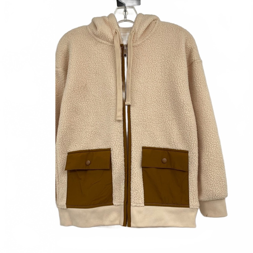 Madewell Beige Brown Teddy Zip-Up Jacket | Womens L